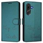 For Samsung Galaxy M56 5G Smile Embossing RFID Leather Phone Case(Peacock Green) - 2