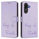 For Samsung Galaxy M56 5G Smile Embossing RFID Leather Phone Case(Light Purple) - 2