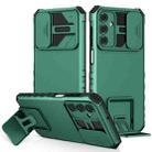 For Samsung Galaxy A35 5G Stereoscopic Holder Sliding Camshield Phone Case(Green) - 1