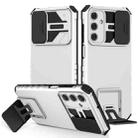 For Samsung Galaxy A25 5G Stereoscopic Holder Sliding Camshield Phone Case(White) - 1