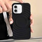 For iPhone 16 Plus Frosted Wave Texture MagSafe Magnetic TPU Phone Case(Black) - 1