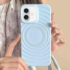 For iPhone 16 Frosted Wave Texture MagSafe Magnetic TPU Phone Case(Blue) - 1