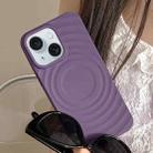 For iPhone 15 Plus Frosted Wave Texture MagSafe Magnetic TPU Phone Case(Purple) - 1