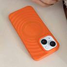 For iPhone 15 Plus Frosted Wave Texture MagSafe Magnetic TPU Phone Case(Orange) - 1