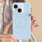 For iPhone 15 Frosted Wave Texture MagSafe Magnetic TPU Phone Case(Blue) - 1