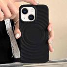 For iPhone 14 Plus Frosted Wave Texture MagSafe Magnetic TPU Phone Case(Black) - 1