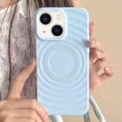 For iPhone 14 Plus Frosted Wave Texture MagSafe Magnetic TPU Phone Case(Blue) - 1