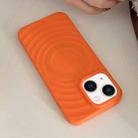 For iPhone 14 Plus Frosted Wave Texture MagSafe Magnetic TPU Phone Case(Orange) - 1