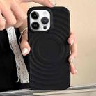 For iPhone 14 Pro Max Frosted Wave Texture MagSafe Magnetic TPU Phone Case(Black) - 1