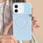 For iPhone 12 Frosted Wave Texture MagSafe Magnetic TPU Phone Case(Blue) - 1