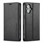 For iPhone 16 Plus LC.IMEEKE RFID Anti-theft Leather Phone Case(Black) - 1