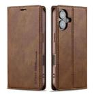 For iPhone 16 Plus LC.IMEEKE RFID Anti-theft Leather Phone Case(Brown) - 1