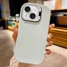 For iPhone 15 Plus Lens Holder Skin Feel TPU Phone Case(White) - 1