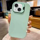 For iPhone 15 Plus Lens Holder Skin Feel TPU Phone Case(Light Cyan) - 1