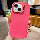 For iPhone 15 Lens Holder Skin Feel TPU Phone Case(Rose Red) - 1