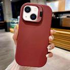 For iPhone 14 Lens Holder Skin Feel TPU Phone Case(Wine Red) - 1