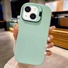 For iPhone 14 Lens Holder Skin Feel TPU Phone Case(Light Cyan) - 1