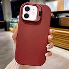 For iPhone 12 Lens Holder Skin Feel TPU Phone Case(Wine Red) - 1