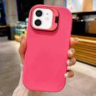 For iPhone 12 Lens Holder Skin Feel TPU Phone Case(Rose Red) - 1