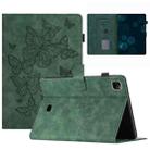 For iPad Pro 11 2024 Butterflies Embossed Leather Smart Tablet Case(Green) - 1