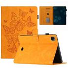 For iPad Pro 11 2024 Butterflies Embossed Leather Smart Tablet Case(Yellow) - 1