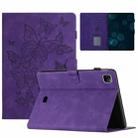 For iPad Pro 11 2024 Butterflies Embossed Leather Smart Tablet Case(Purple) - 1