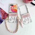 For Motorola Razr 50 Ultra Pearlescent Paint Painted PC Phone Case with DIY Scarf Bracelet(Sketch Flower) - 2