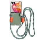 For Motorola Razr 50 Ultra Woven Texture Phone Case With Colorful Lanyard(Green) - 1