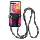 For Motorola Razr 50 Ultra Woven Texture Phone Case With Colorful Lanyard(Black) - 1