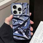 For iPhone 15 Pro Max Water Ripple Electroplating Paint TPU Phone Case(Dark Blue) - 1