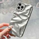 For iPhone 15 Pro Max Water Ripple Electroplating Paint TPU Phone Case(Silver) - 3