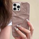 For iPhone 15 Pro Water Ripple Electroplating Paint TPU Phone Case(Pink Brown) - 1