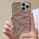 For iPhone 15 Pro Water Ripple Electroplating Paint TPU Phone Case(Pink Brown) - 2