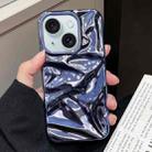 For iPhone 15 Plus Water Ripple Electroplating Paint TPU Phone Case(Dark Blue) - 1