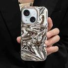 For iPhone 15 Plus Water Ripple Electroplating Paint TPU Phone Case(Bright Silver) - 2