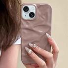 For iPhone 15 Plus Water Ripple Electroplating Paint TPU Phone Case(Pink Brown) - 1