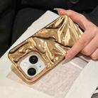 For iPhone 15 Water Ripple Electroplating Paint TPU Phone Case(Bright Gold) - 3