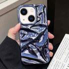 For iPhone 14 Plus Water Ripple Electroplating Paint TPU Phone Case(Dark Blue) - 1