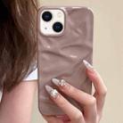 For iPhone 14 Plus Water Ripple Electroplating Paint TPU Phone Case(Pink Brown) - 1