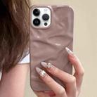 For iPhone 14 Pro Water Ripple Electroplating Paint TPU Phone Case(Pink Brown) - 1