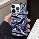 For iPhone 14 Pro Max Water Ripple Electroplating Paint TPU Phone Case(Dark Blue) - 1