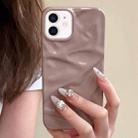 For iPhone 12 Water Ripple Electroplating Paint TPU Phone Case(Pink Brown) - 1