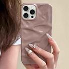 For iPhone 16 Pro Max Water Ripple Electroplating Paint TPU Phone Case(Pink Brown) - 1