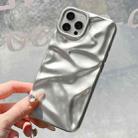 For iPhone 16 Pro Max Water Ripple Electroplating Paint TPU Phone Case(Silver) - 3