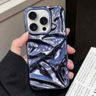 For iPhone 16 Pro Water Ripple Electroplating Paint TPU Phone Case(Dark Blue) - 1