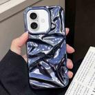 For iPhone 16 Plus Water Ripple Electroplating Paint TPU Phone Case(Dark Blue) - 1