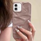 For iPhone 16 Plus Water Ripple Electroplating Paint TPU Phone Case(Pink Brown) - 1