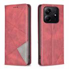 For Redmi Note 14 5G Rhombus Texture Magnetic Leather Phone Case(Red) - 1