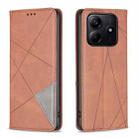 For Redmi Note 14 5G Rhombus Texture Magnetic Leather Phone Case(Brown) - 1