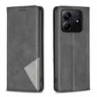 For Redmi Note 14 5G Rhombus Texture Magnetic Leather Phone Case(Black) - 1